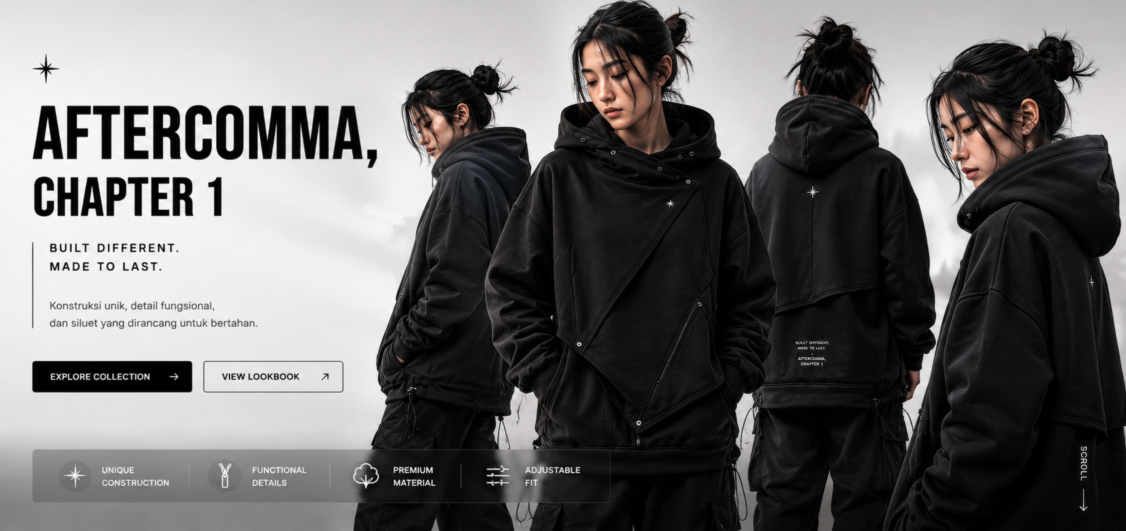 AFTERCOMMA Chapter 1 campaign hoodie lineup